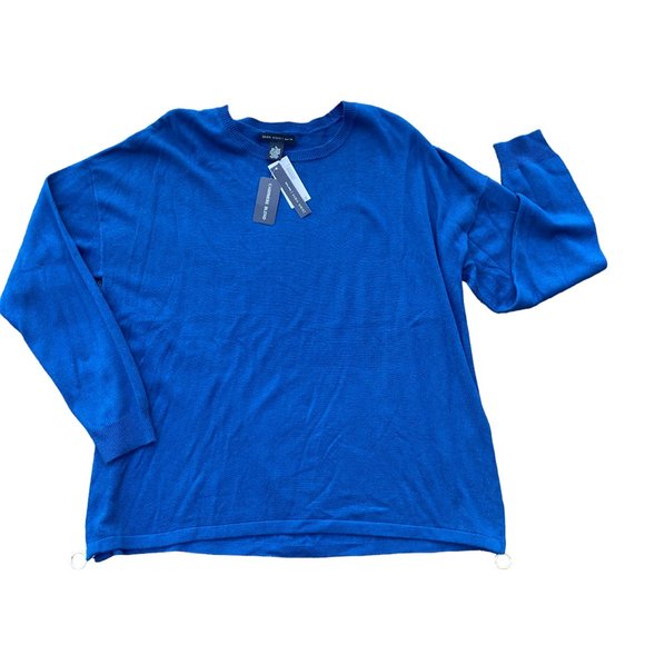 NWT Joan Vass Cashmere Blend Sweater Blue Side Zip Chunky Zip Edgy Mobwife-XL - Picture 3 of 16